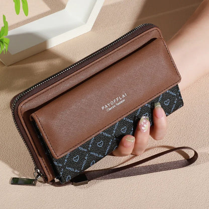 1pc Classic Men's Faux Leather Wallet, Double Layer with Snap Closure, Zippered Card Holder & Photo Compartment, Color blocking