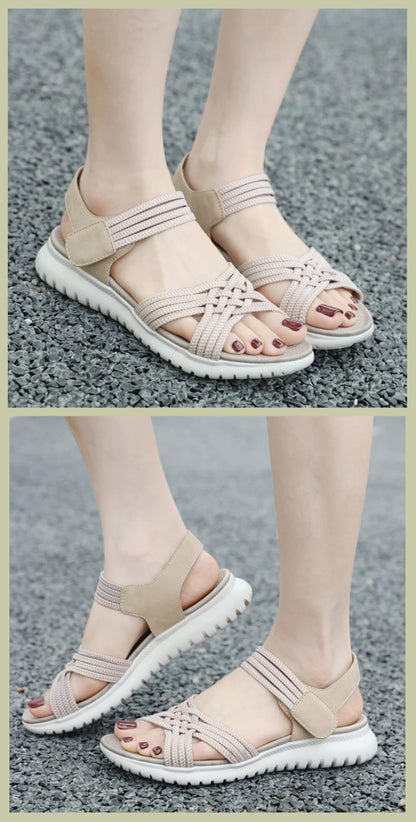 2025 Summer New Sandals For Women Light Sports Style Comfortable Rubber Large Size Woven Shoes Versatile Breathable Casual