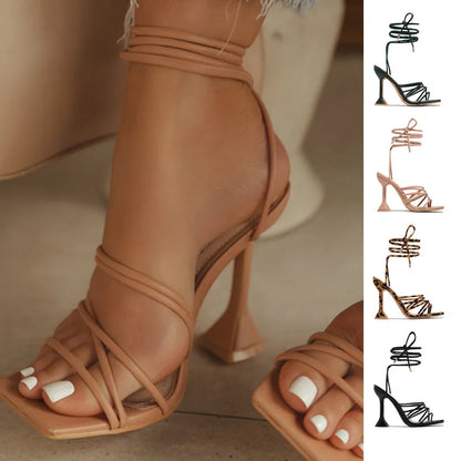 2022 New Summer Fashion High Heels Women Lacing Sexy Woman Pumps Gladiator Sandals Wedding Party Shoes on Heels Big Size 35-43