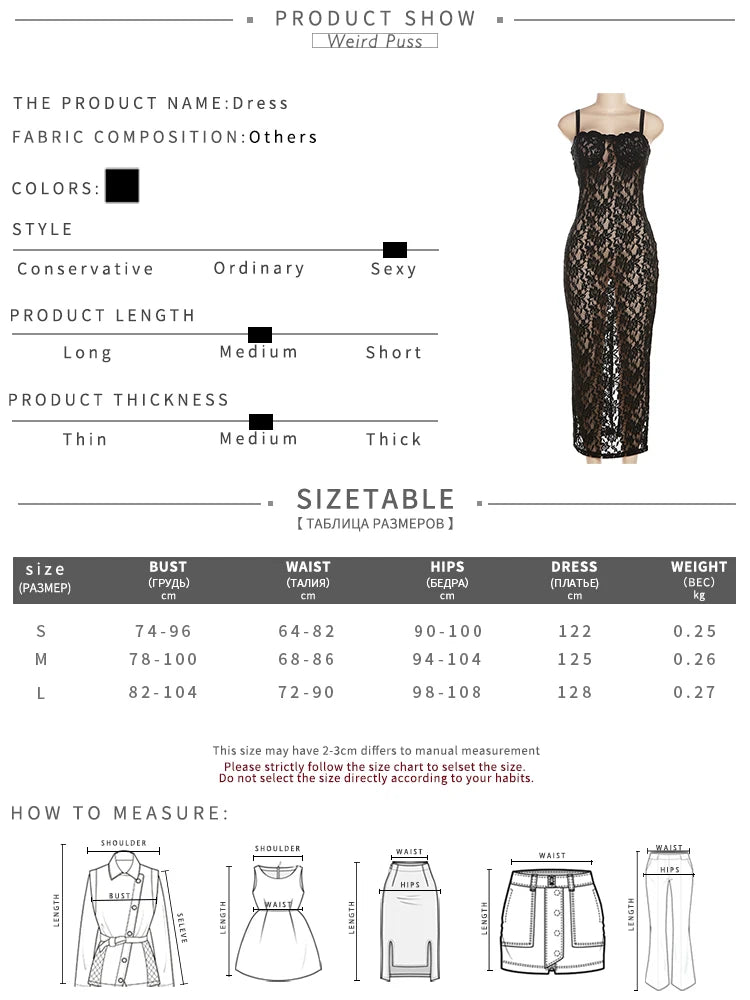 Lace See Through Black Women Maxi Dress