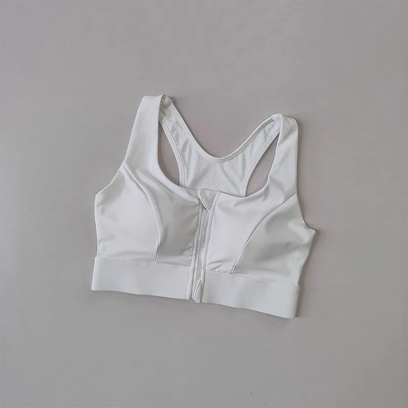 Women's High Impact Front Zipper Sports Bra Shockproof Quick Dry Yoga Top Running Vest Fitness Adjust Gym Underwear