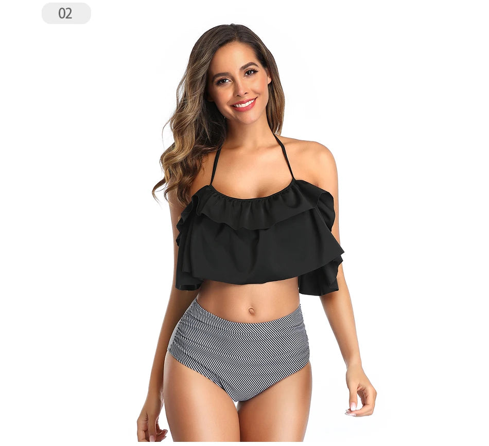 Swimwear High-Waist Split Two-Piece Beachwear Plus Size XXL