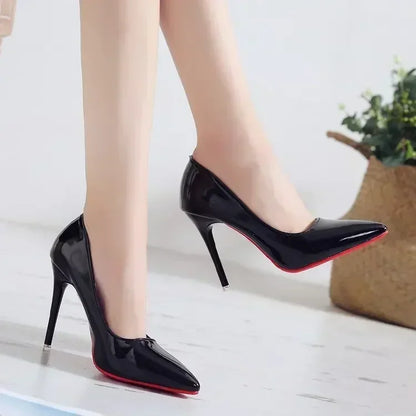 2025 New Women's High Heels Red Sole Pointed Toe Stiletto Heels Classic Style Wedding Dinner Complete Colors Shallow Top Shoes