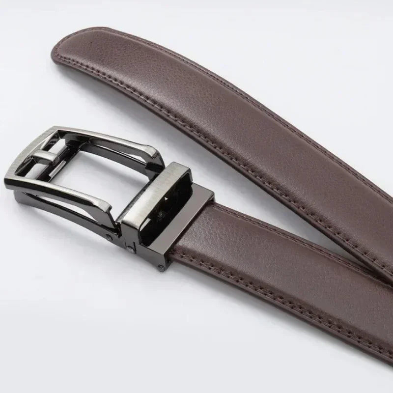 2025 Leather Men's Women's 3.5cm Click Belt with High Quality Alloy Automatic Buckle Unisex Classic Business Belts for Jeans