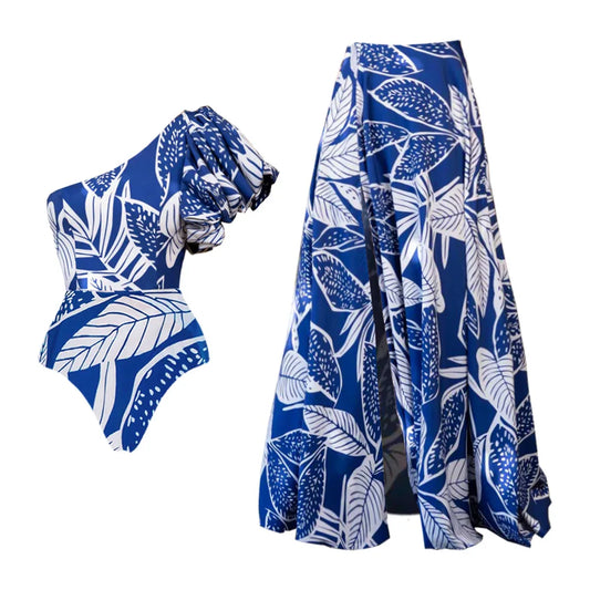 Women Swimsuit with Skirt Beachwear