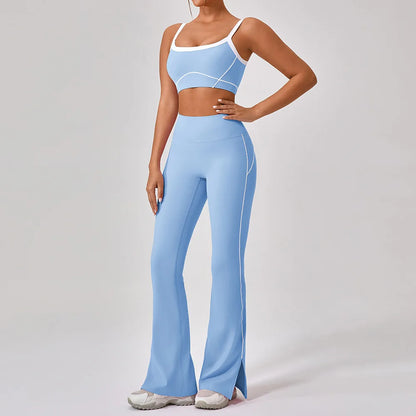 Yoga Set Women Sport Bra Gym Workout Legging High Waist Wide Flare Pant Fitness Sports Shorts Active Wear Suit