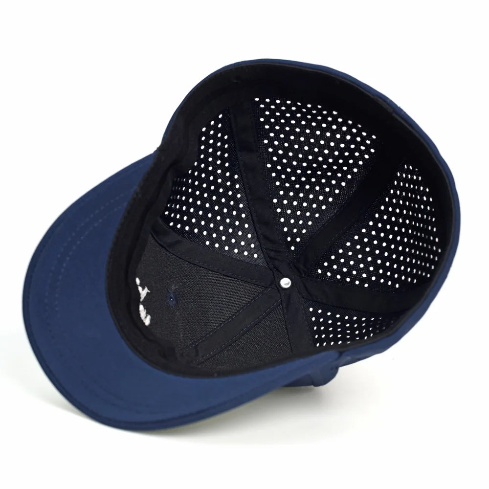 Mesh Short Brim Back Closed Baseball Cap Men Women Breathable Snapback Hats Fitted Dad Hat Adjustable Solid Trucker Style
