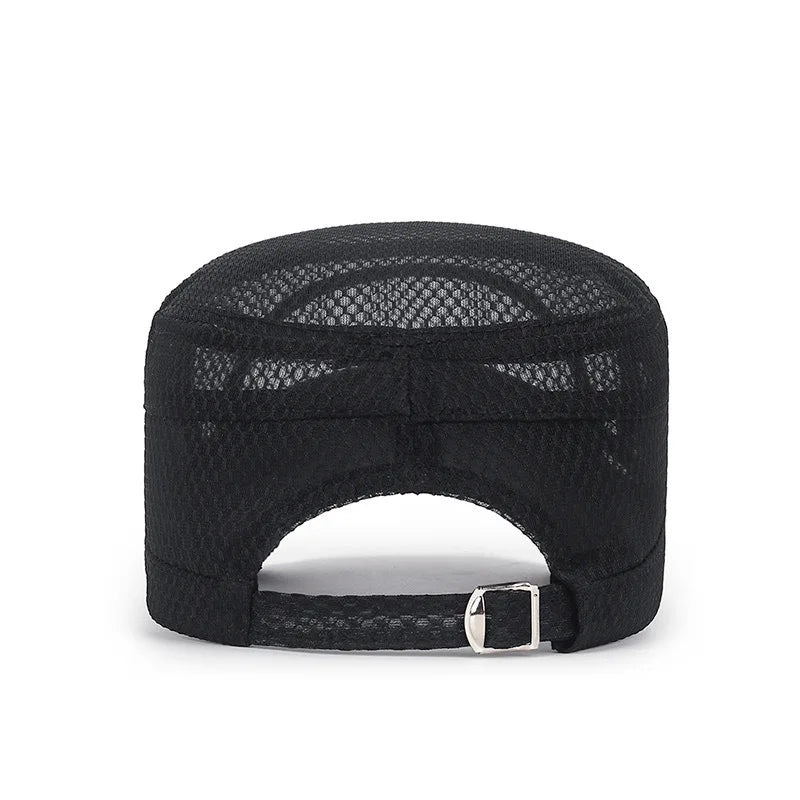 FashionSummer Men's Summer Hat Mesh Military Caps FlatTop Snapback Adjustable Baseball Cap Cadet ArmyMan Breathable Trucker Caps