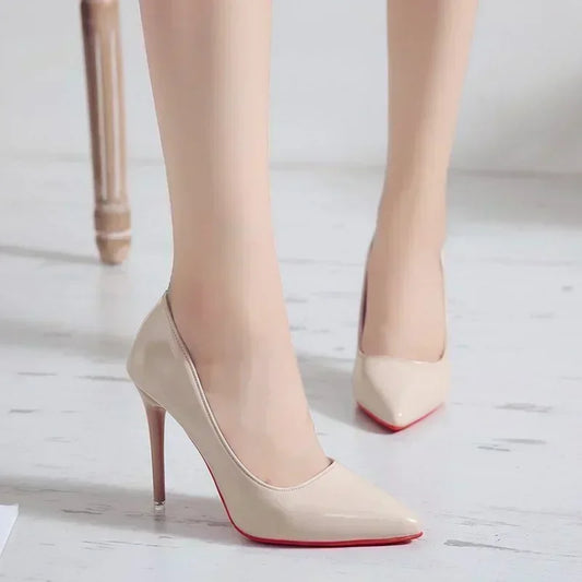 2025 New Women's High Heels Red Sole Pointed Toe Stiletto Heels Classic Style Wedding Dinner Complete Colors Shallow Top Shoes