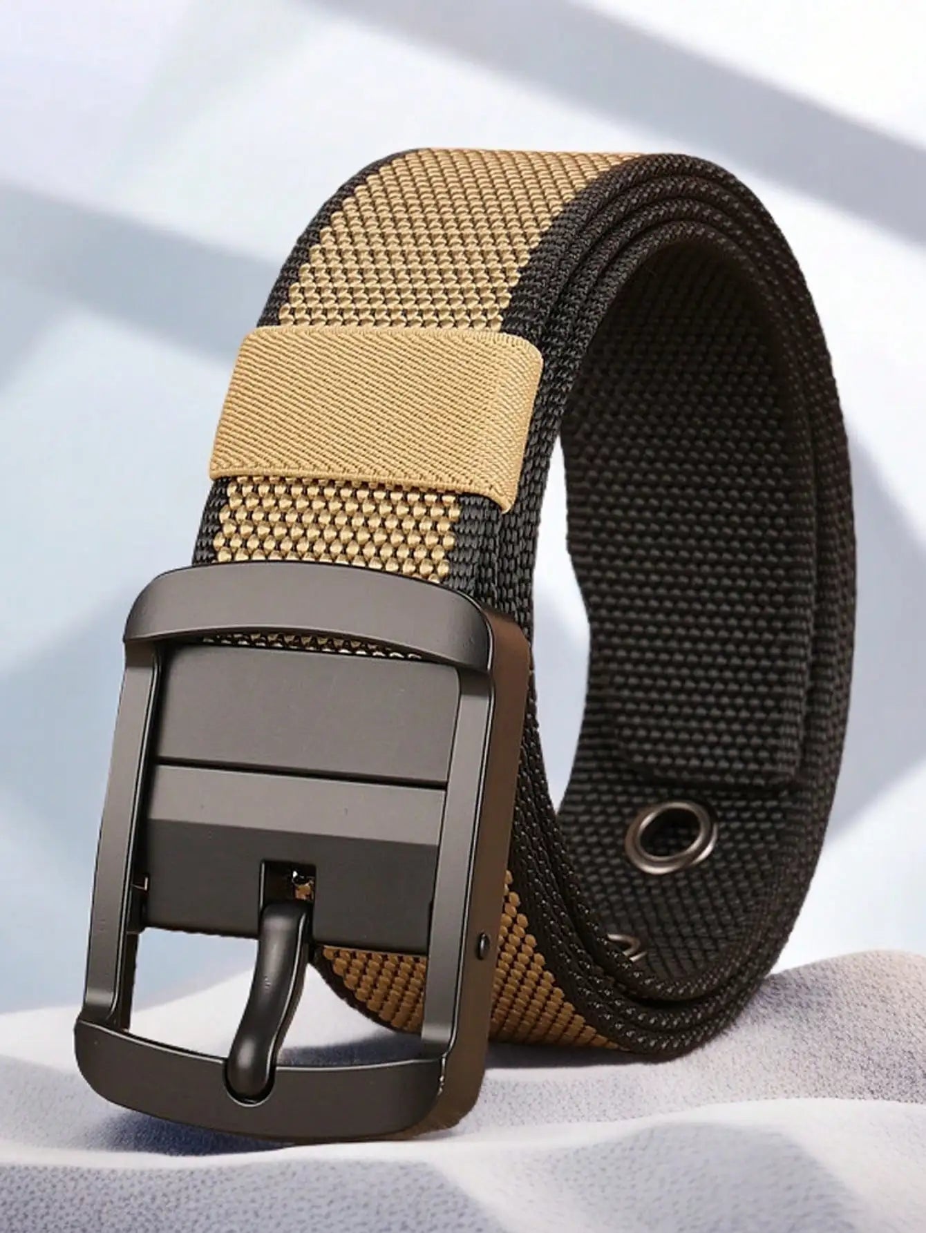 Thick double-sided nylon belt, men's casual needle buckle canvas belt, versatile workwear, jeans, pants strap, trendy