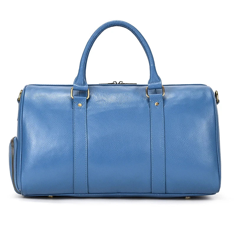 Luxury Genuine Leather Men Women Travel Bag Cow Leather Carry On Luggage Bag Travel Shoulder Bag Male Female Weekend Duffle Bag