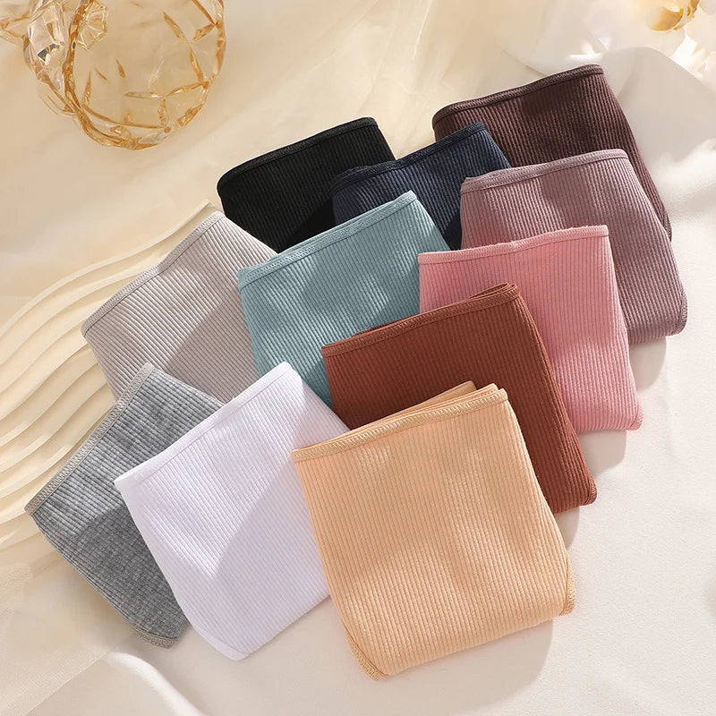 New 3Pcs/Set Cotton Brazilian Panties For Women Sexy Low-Waist Bikini Underwear Sets Solid Color Breathable Intimates Lingerie