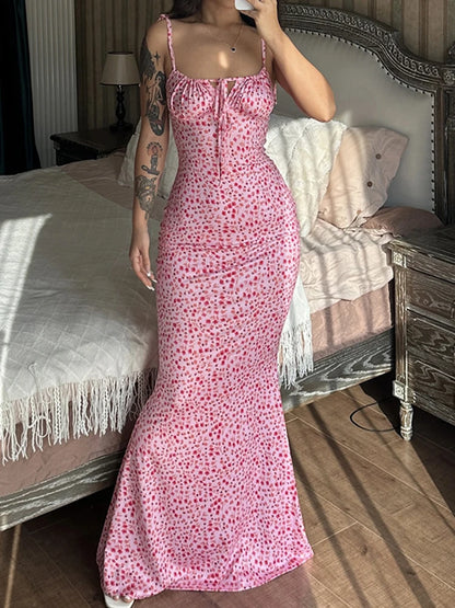 Women Elegant Floral Beach Vacation Long Summer Dress
