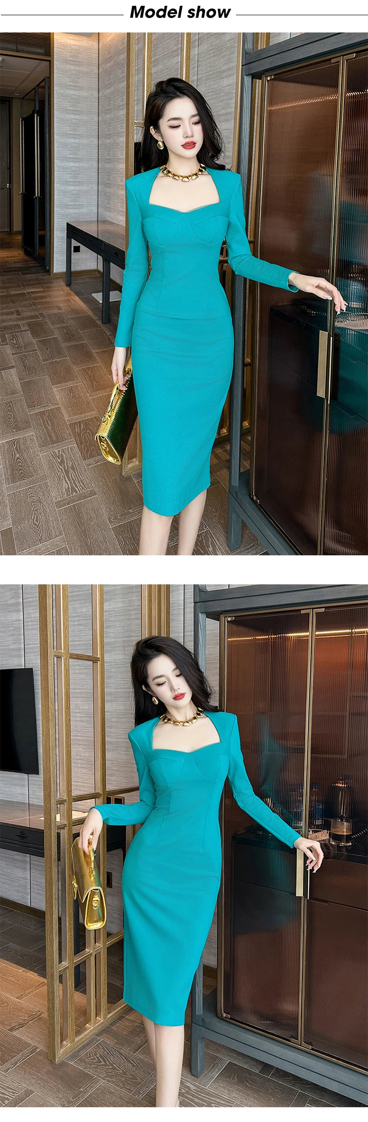 French Elegant Dress for Women High Quality Celebrity Long Sleeve Bodycon Robe Female Party Business OL Vestidos Banquet Clothes
