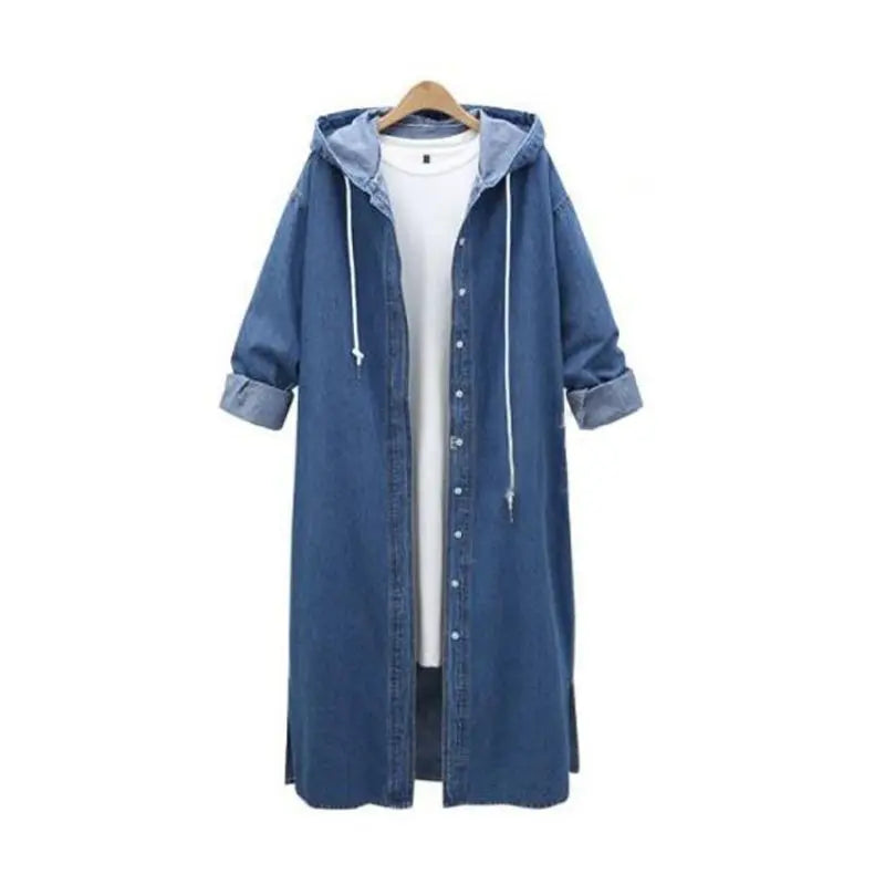Women Denim Long Spring Autumn Hooded Casual Jacket
