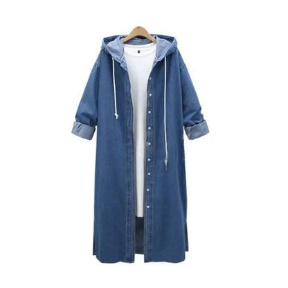 Women Denim Long Spring Autumn Hooded Casual Jacket