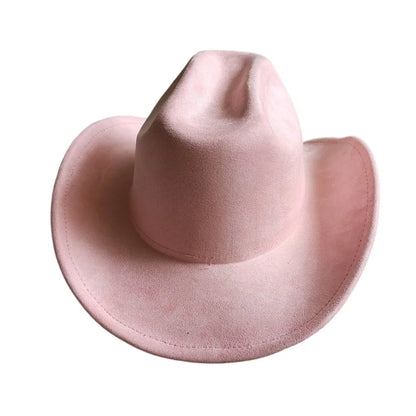 Cow Head Belt Suede Leather 7.5CM Western Cowboy Fedora Hat Women's Men's Church Jazz Hat Fashion Travel Party Hat Denim Hat
