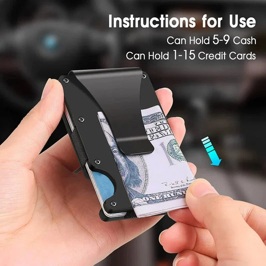 Front Pocket RFID Blocking Minimalist Wallet for Men - 2025 Slim Mini Fashion Wallet - Metal Wallet with Money Clip for Unisex
