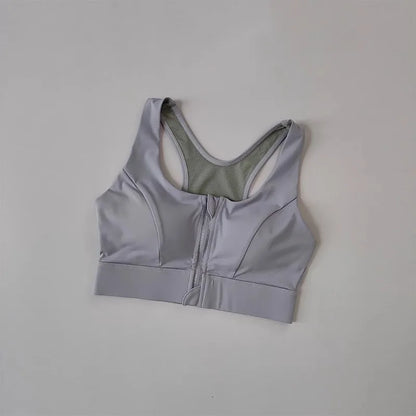 Women's High Impact Front Zipper Sports Bra Shockproof Quick Dry Yoga Top Running Vest Fitness Adjust Gym Underwear