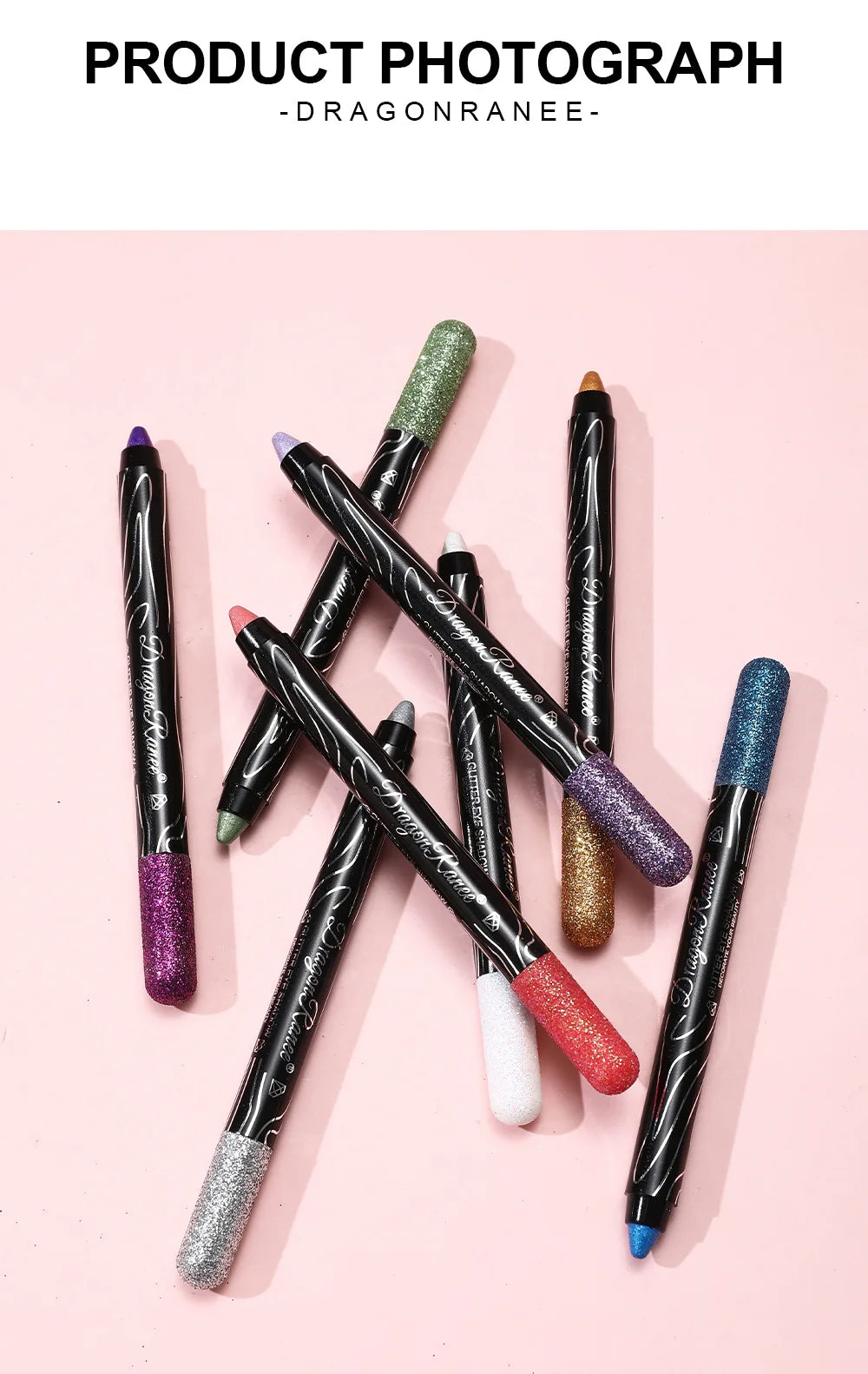 12 Colors Long-lasting Glitter Eyeshadow Pencil Pigment Blue Brown Black Eyeliner Pen Women Fashion Shimmer Eye Shadow Makeup