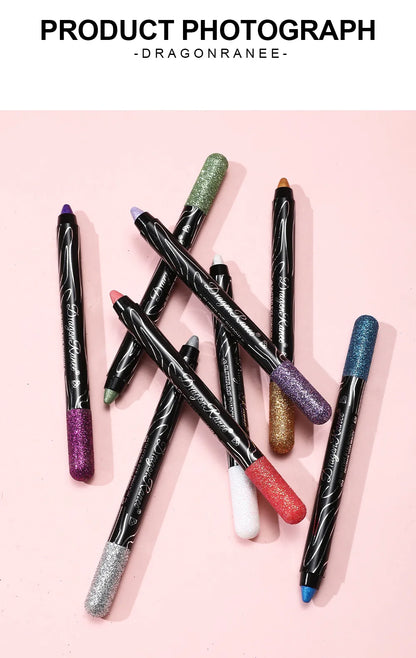 12 Colors Long-lasting Glitter Eyeshadow Pencil Pigment Blue Brown Black Eyeliner Pen Women Fashion Shimmer Eye Shadow Makeup