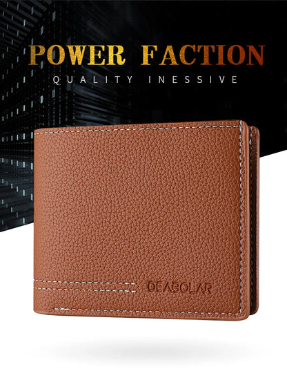 Men's Wallet Men's Youth Luxury Short Leather Card Holder Slim Minimalist Double Fold Men's Wallet