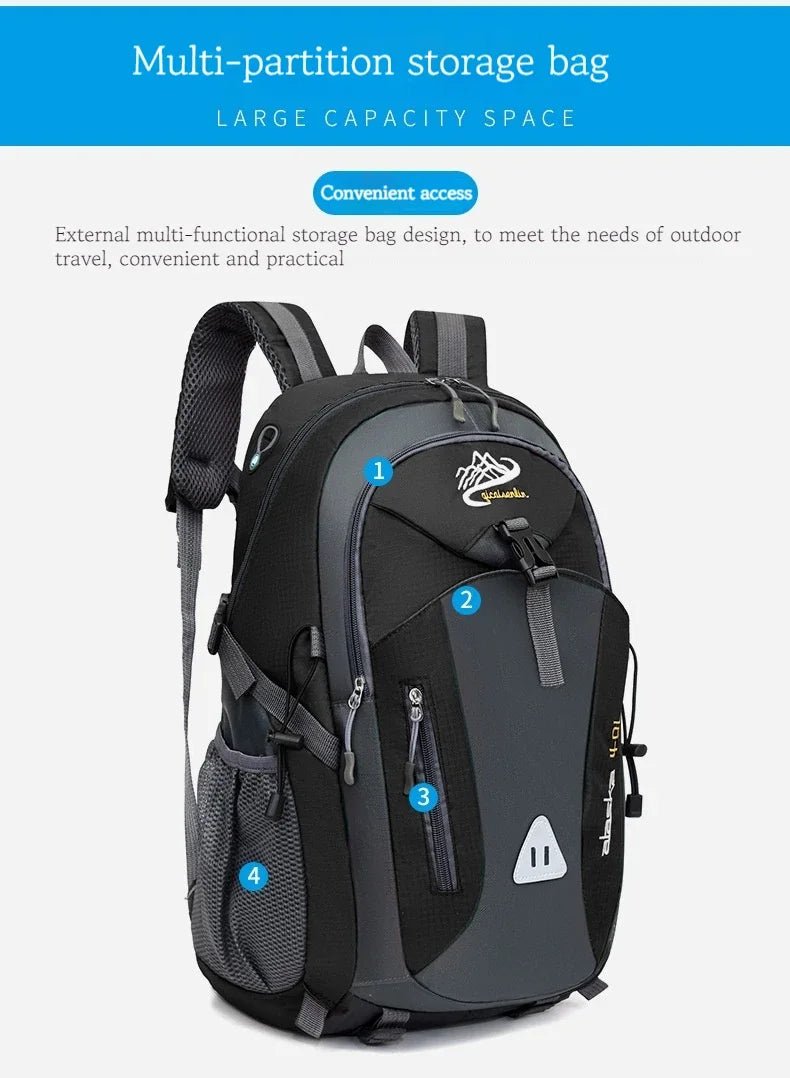 Men Backpack Nylon Waterproof Men Casual Outdoor Travel Backpack Hiking Camping Mountaineering Backpack Sports Bag Women