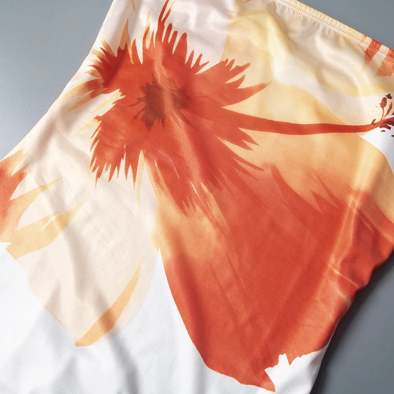 Women's Flower Printed Tubeless Dress