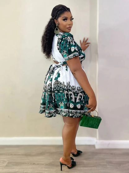 2 Piece Tops And Skirt Sets Plus Size Clothes Dresses For Women's Clothing 2025 Summer Autumn Big Size 3XL 4XL 5XL Oversize