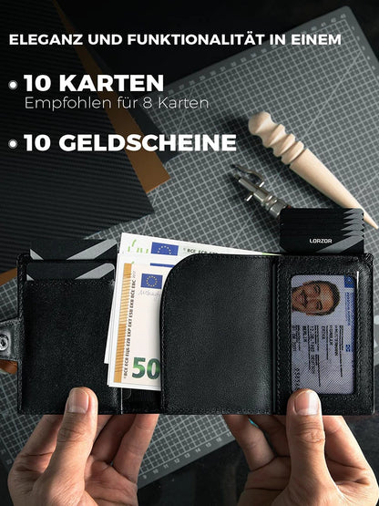 YATBEST Men's Leather Wallet With Coin Pocket AirTag Positioning Card Clip RFID Anti Magnetic Anti-Theft Card Swiping Bag