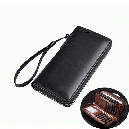 Men's Long Zipper Wallet High Quality Pu Leather Wallet For Men RFID Blocking Business Clutch Bag Credit Card Holder Purse Man