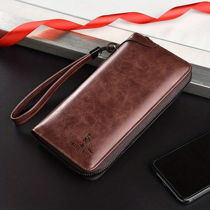 Men's Long Zipper Wallet High Quality Pu Leather Wallet For Men RFID Blocking Business Clutch Bag Credit Card Holder Purse Man