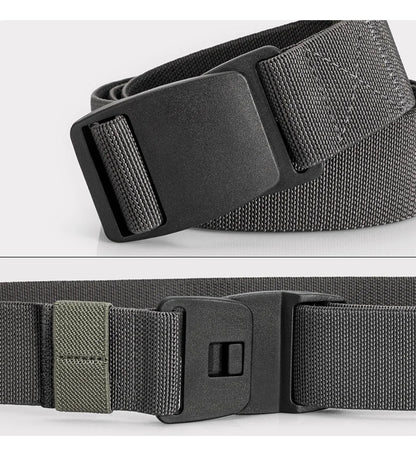 Maikun Large Size Fabric Men's Belt Work No Hole Nylon Webbing Plastic Buckle Belt Military Nylon Blend Web Belt