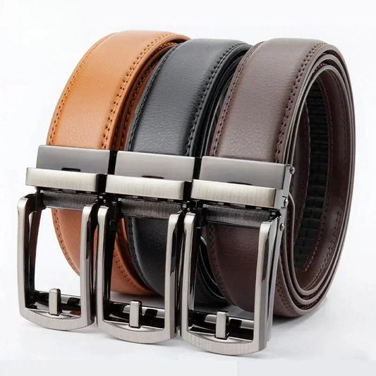 2025 Leather Men's Women's 3.5cm Click Belt with High Quality Alloy Automatic Buckle Unisex Classic Business Belts for Jeans