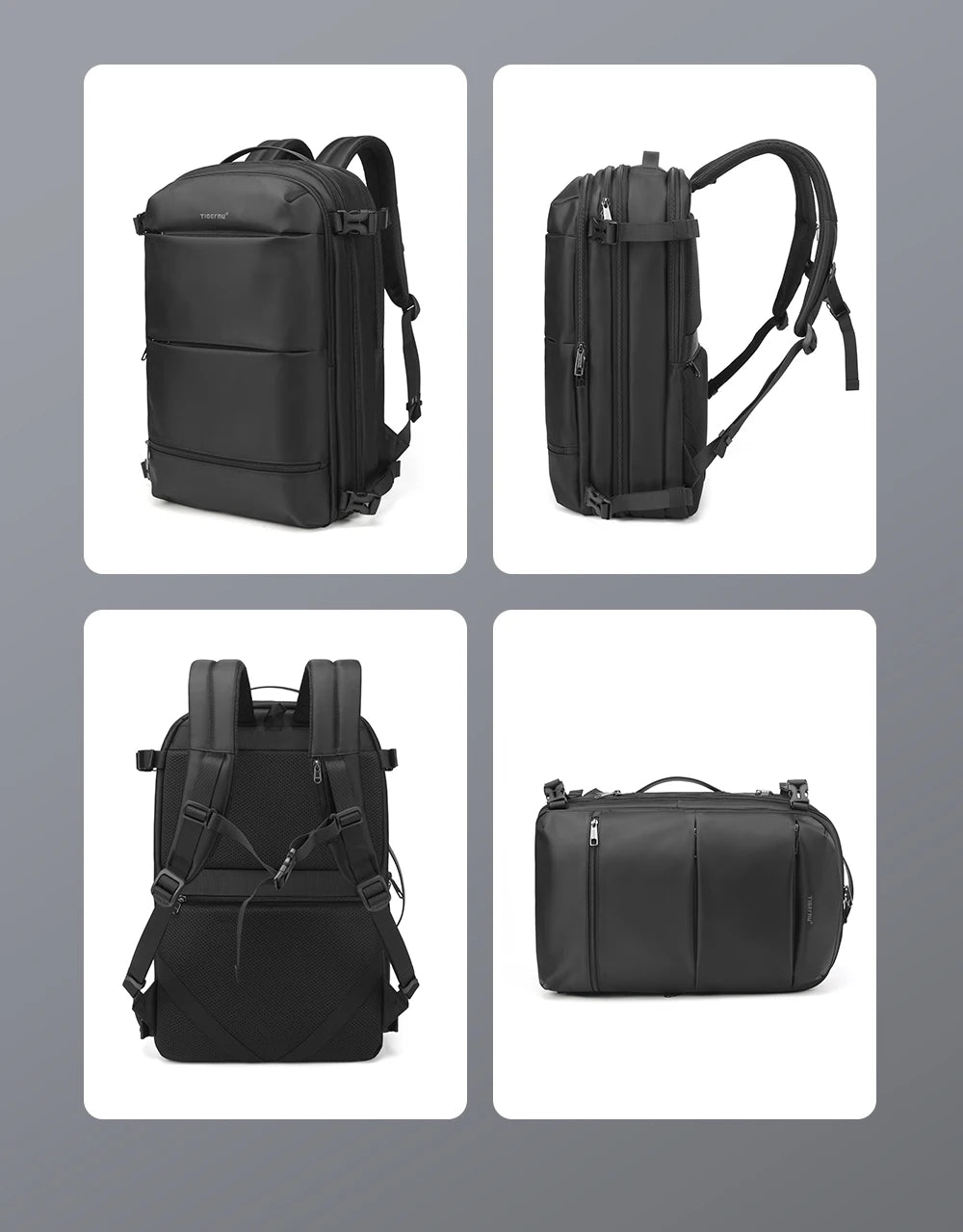 Tigernu Vacuum Compression Backpacks Men Travel Backpack Expandable USB Bag Large Capacity 17 Laptop Bags For Schoo Cabin Bags