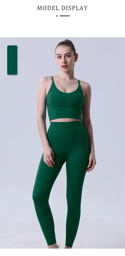 2 Piece Yoga Clothes Women's Tracksuit Athletic Wear Pilates Fitness Suit Gym Workout Push Up Clothes Sports Bra Leggings Suit