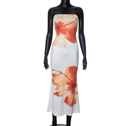 Women's Flower Printed Tubeless Dress