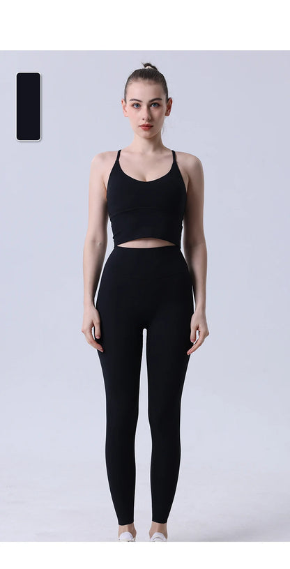 2 Piece Yoga Clothes Women's Tracksuit Athletic Wear Pilates Fitness Suit Gym Workout Push Up Clothes Sports Bra Leggings Suit
