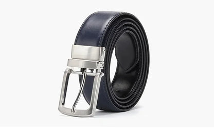 Real Genuine Leather Rotating Alloy Pin Buckle Belt for Men Unisex High Quality Cowskin Leather Cowboy Jeans Double-sided Belts