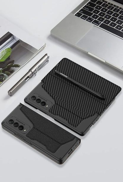 Card Slot Flip Wallet Leather Z Fold5 Fold6 Case For Samsung Galaxy Z Fold 6 5 4 3 5G With Removable S Pen Slot Holder Cover