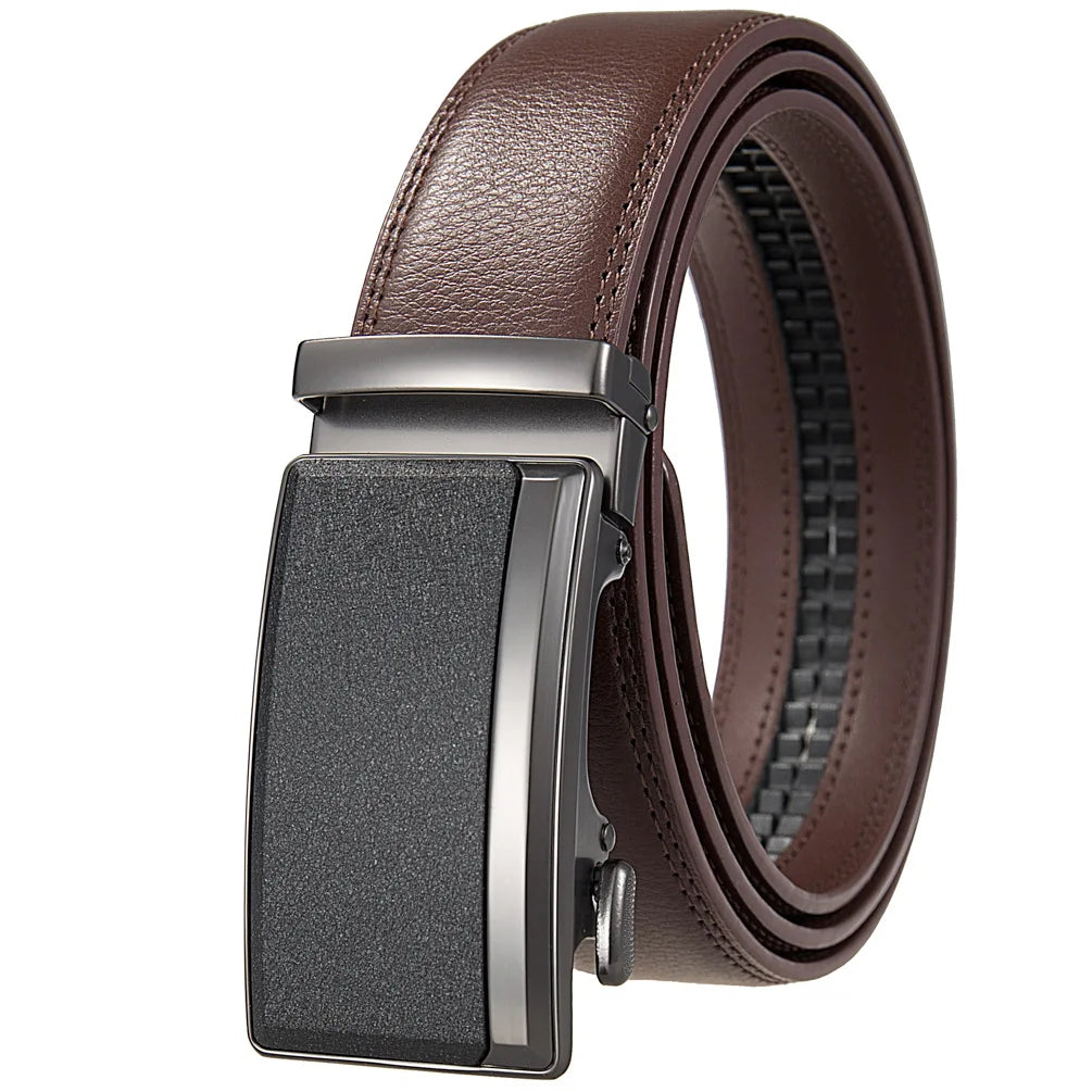 Men's Leather Belts Fashion Automatic Buckle Cowskin Male Belt Luxury Designer Black Brown 3.5cm Plus Size 130 140 150 160 170cm