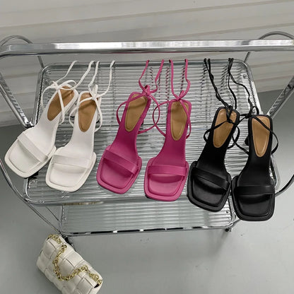 Eilyken 2025 Summer New Brand Ankle Strap Sandal Women Thin High Heel Lace-Up Dress Pumps Shoes Outdoor Gladiator Sandals