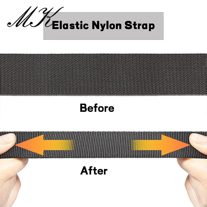 Maikun Large Size Fabric Men's Belt Work No Hole Nylon Webbing Plastic Buckle Belt Military Nylon Blend Web Belt