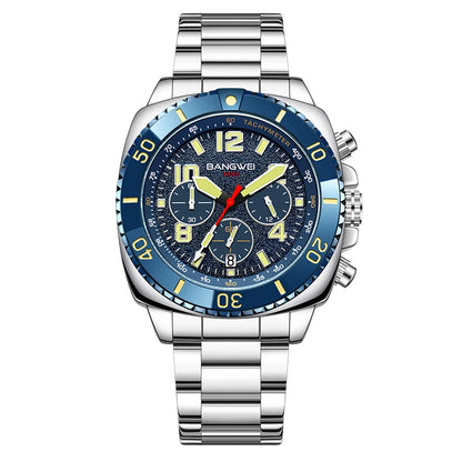BANGWEI 2025 Luxury Watches Men Fashion Sports Quartz Wristwatches 30M Waterproof Luminous Chronograph Mens Watch Reloj Hombre