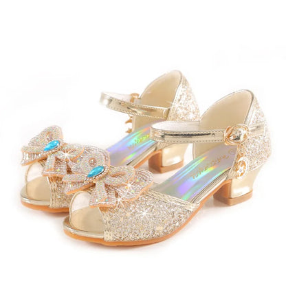 Summer Girls Sandals with Heel Princess Dancing Shoes
