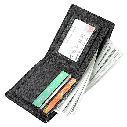 Men's Wallet Men's Youth Luxury Short Leather Card Holder Slim Minimalist Double Fold Men's Wallet