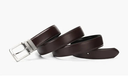 Real Genuine Leather Rotating Alloy Pin Buckle Belt for Men Unisex High Quality Cowskin Leather Cowboy Jeans Double-sided Belts