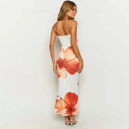 Women's Flower Printed Tubeless Dress