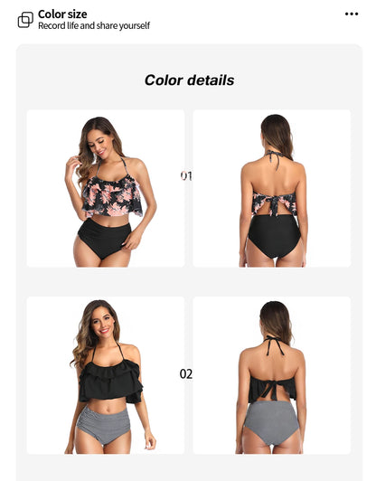 Swimwear High-Waist Split Two-Piece Beachwear Plus Size XXL