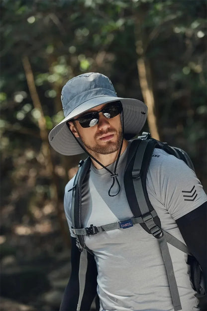 new Men's Wide Brim Sun Hat - Waterproof UV Protection Safari Bucket Hat for Fishing Hiking Climbing Summer Outdoor Oversized